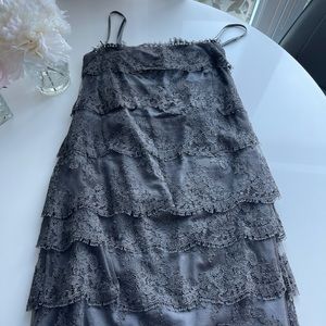 Valentino Red tiered lace spaghetti strap dress